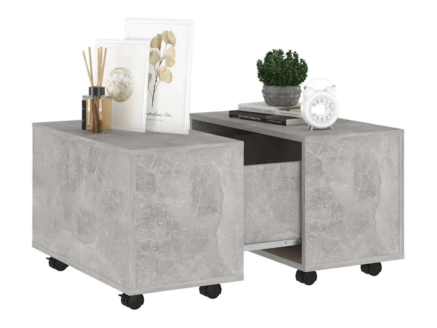 New Mesa de centro | Mesa de apoio 60x60x38cm derivados de madeira cimento Cinzento