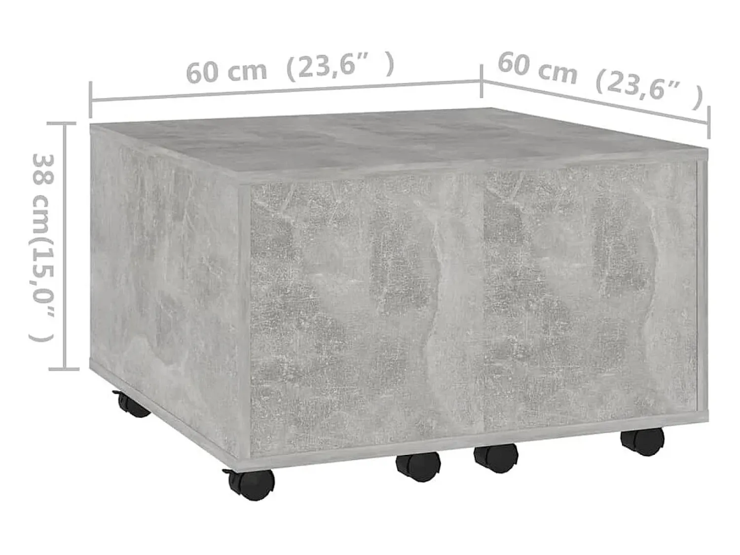 New Mesa de centro | Mesa de apoio 60x60x38cm derivados de madeira cimento Cinzento