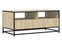 Mesa De Centro* Mesa de centro | Mesa de apoio 100x50x45cm deriv. madeira/metal carvalho sonoma Castanho