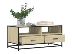 Mesa De Centro* Mesa de centro | Mesa de apoio 100x50x45cm deriv. madeira/metal carvalho sonoma Castanho
