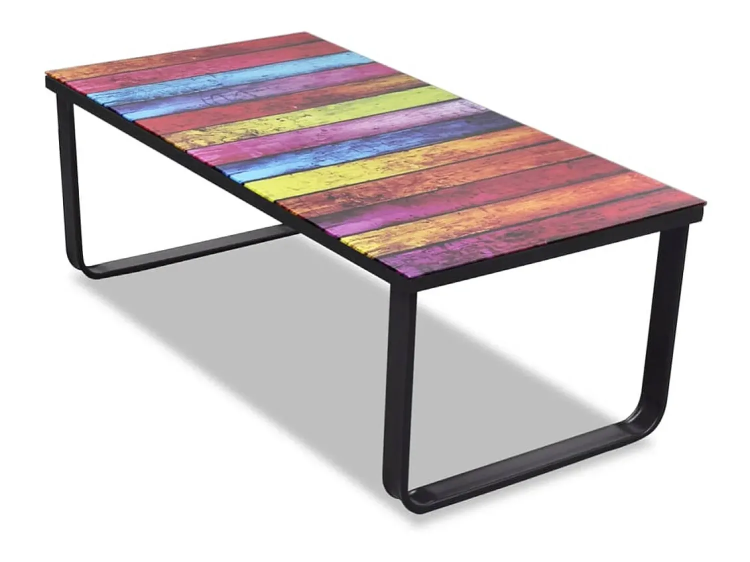 Mesa De Centro* Mesa de centro | Mesa de apoio tampo de vidro com impressão de arco-íris Multicor