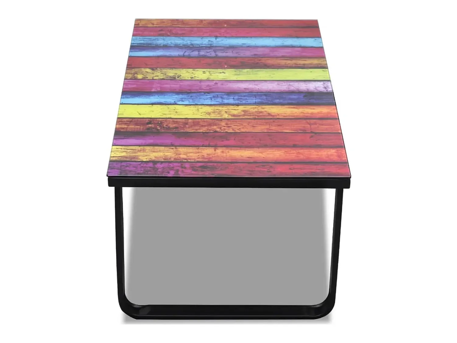 Mesa De Centro* Mesa de centro | Mesa de apoio tampo de vidro com impressão de arco-íris Multicor