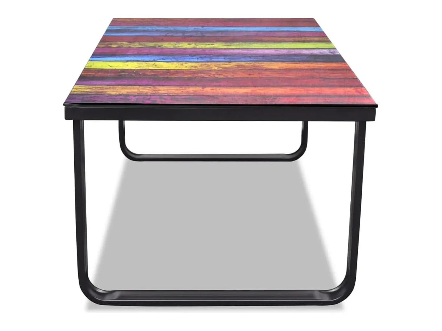 Mesa De Centro* Mesa de centro | Mesa de apoio tampo de vidro com impressão de arco-íris Multicor