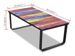 Mesa De Centro* Mesa de centro | Mesa de apoio tampo de vidro com impressão de arco-íris Multicor
