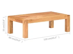 Best Mesa de centro | Mesa de apoio | Mesa de café 110x60x35cm acácia maciça c/ acabamento a mel Branco