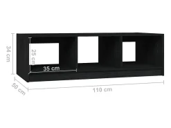 New Mesa de centro | Mesa de apoio 110x50x34 cm madeira de pinho maciça Preto