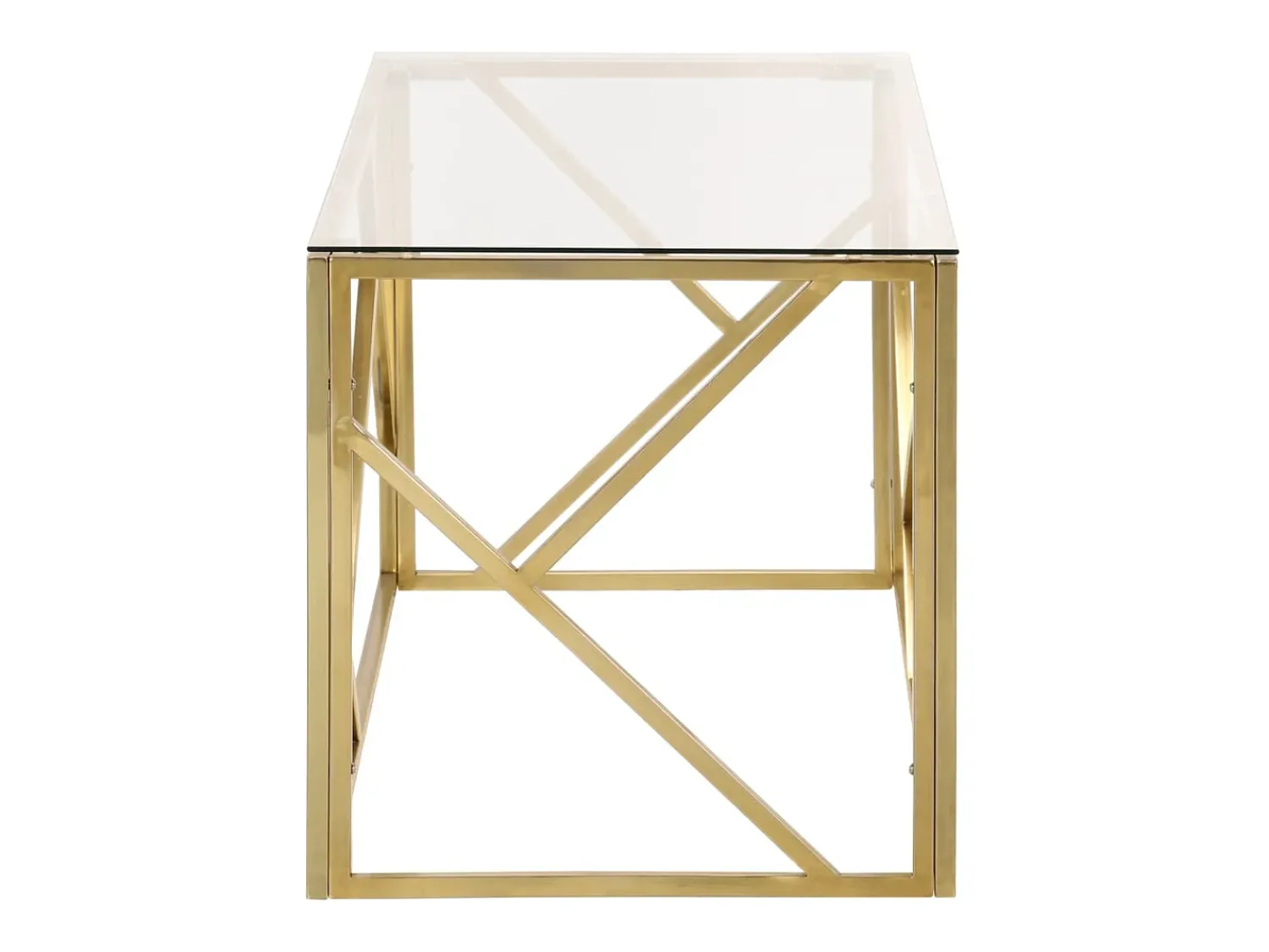 Mesa de centro | Mesa de apoio aço inoxidável e vidro temperado dourado^ Mesa De Centro