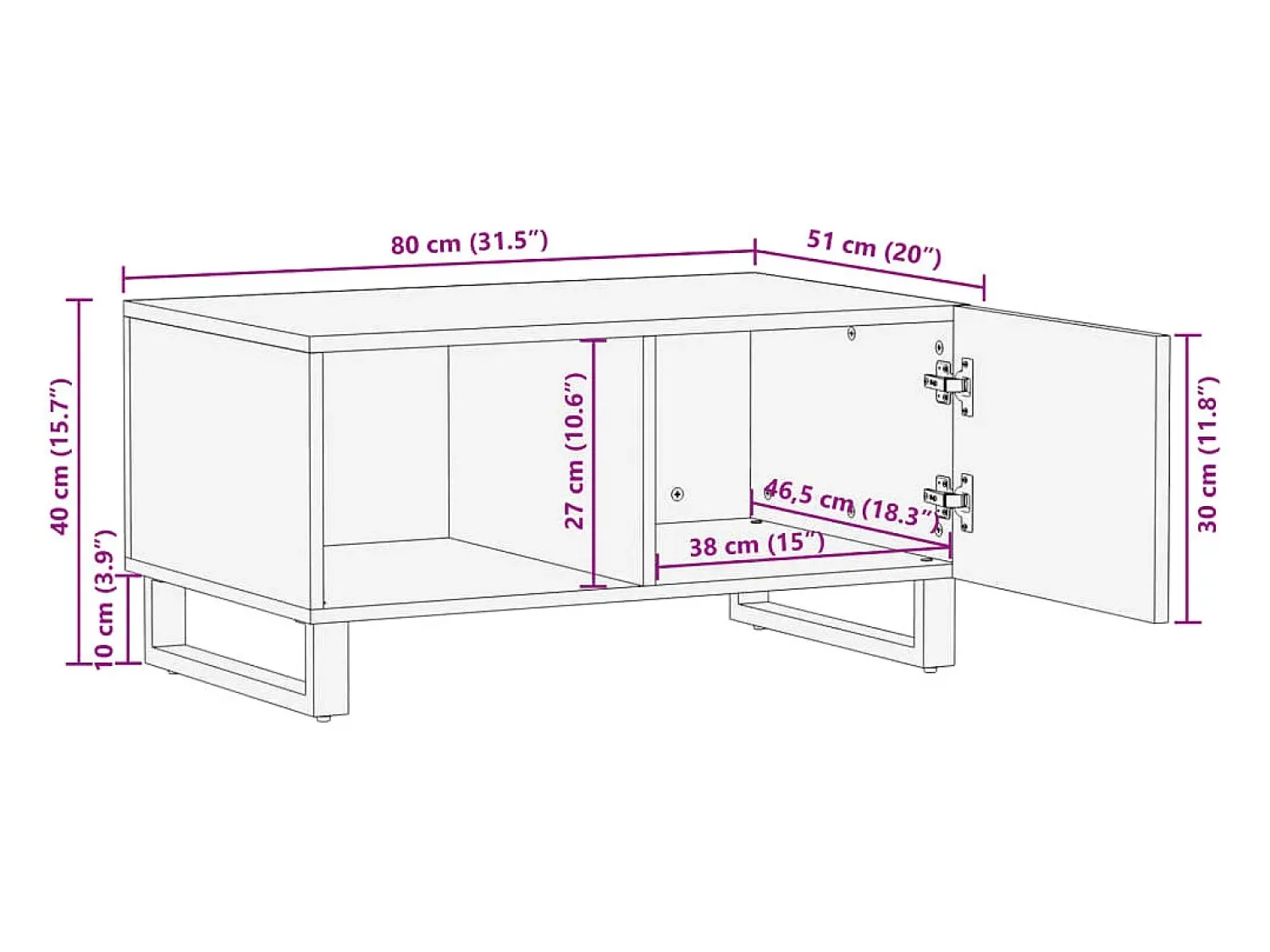 Mesa De Centro| Mesa de centro | Mesa de apoio | Mesa de café 80x51x40 cm madeira de acácia maciça Multicor