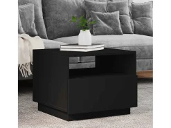Discount Mesa de centro | Mesa de apoio com luzes LED 50x49x40 cm Preto