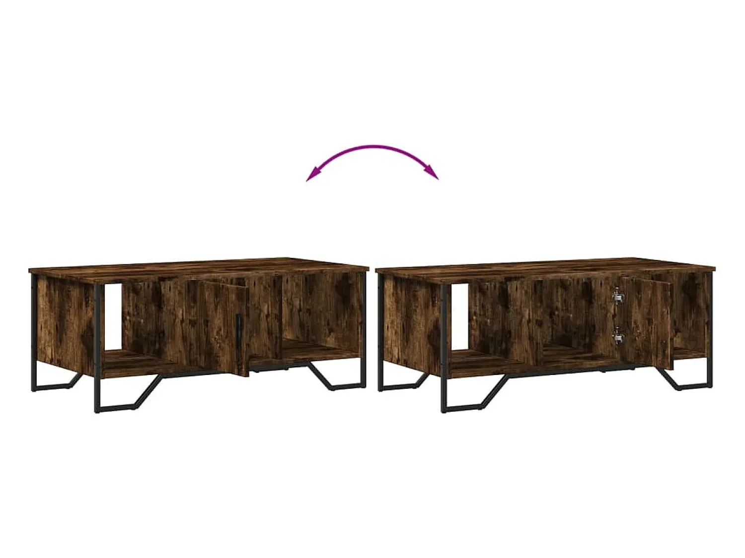 Mesa De Centro| Mesa de centro | Mesa de apoio 100x51x40 cm derivados madeira carvalho fumado Castanho