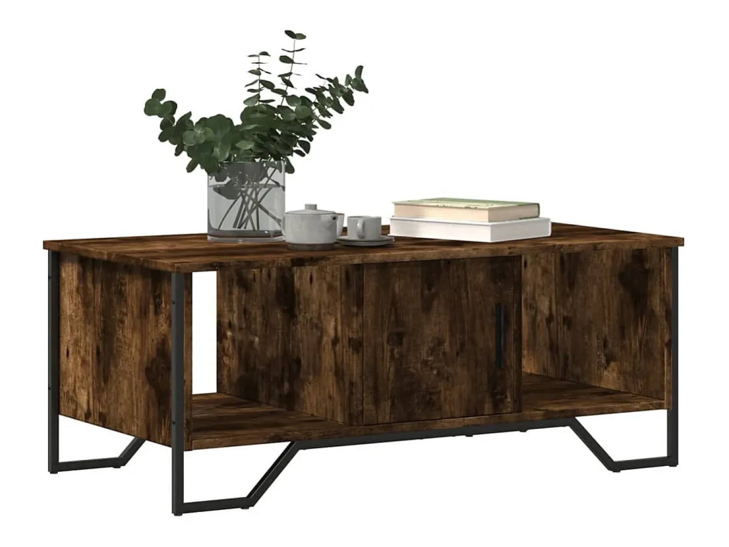 Mesa De Centro| Mesa de centro | Mesa de apoio 100x51x40 cm derivados madeira carvalho fumado Castanho