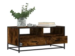 Mesa de centro | Mesa de apoio 100x50x45cm deriv. madeira/metal carvalho fumado^ Mesa De Centro