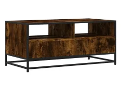 Mesa de centro | Mesa de apoio 100x50x45cm deriv. madeira/metal carvalho fumado^ Mesa De Centro
