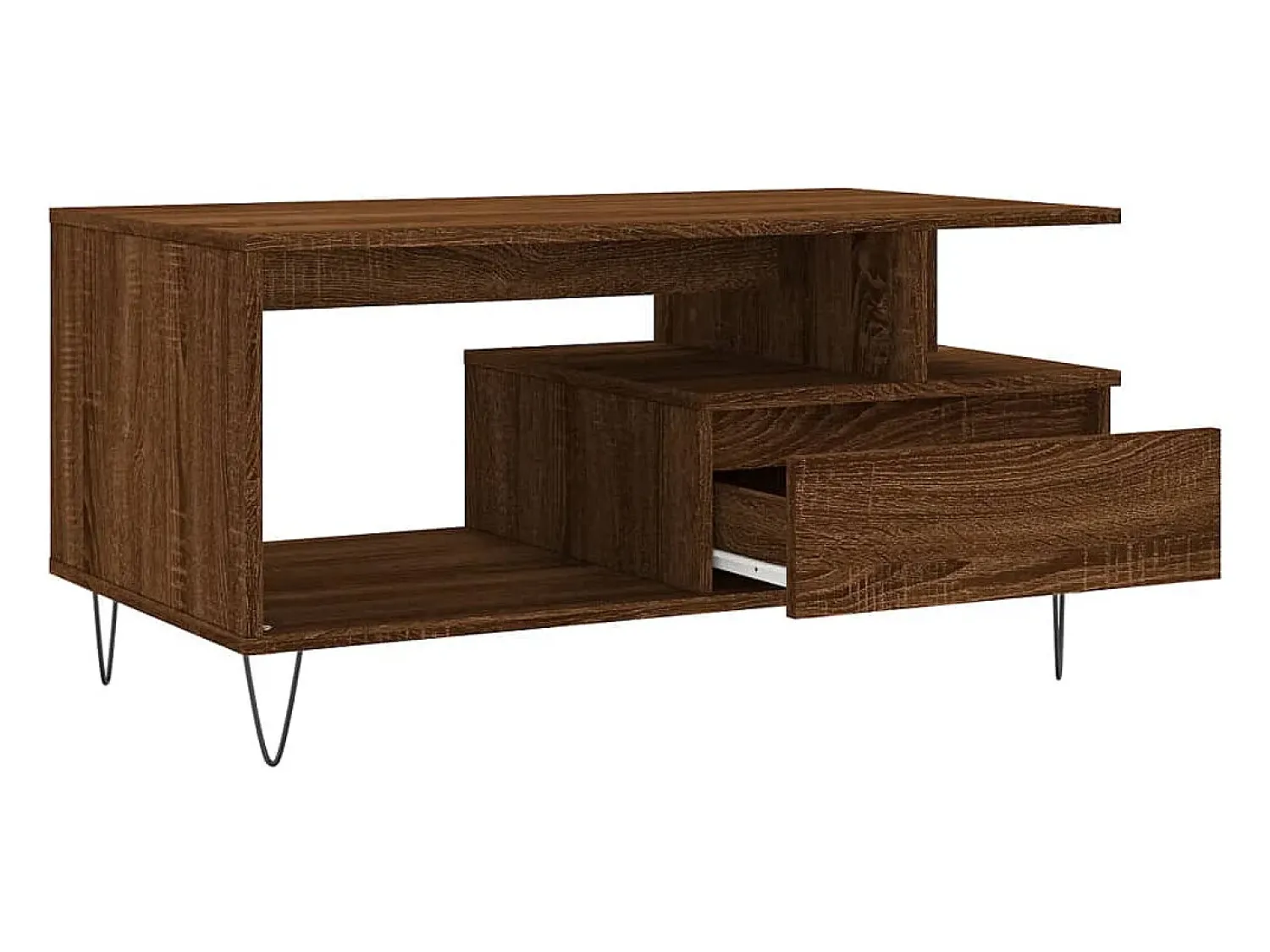 Mesa de centro | Mesa de apoio 90x49x45 cm derivados de madeira carvalho Castanho