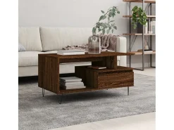 Mesa de centro | Mesa de apoio 90x49x45 cm derivados de madeira carvalho Castanho