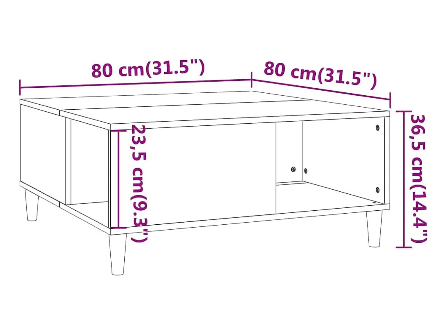 Mesa De Centro| Mesa de centro | Mesa de apoio 80x80x36.5 cm derivados madeira cimento Cinzento