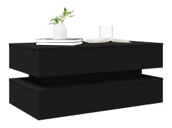 Mesa De Centro| Mesa de centro | Mesa de apoio com luzes LED 90x50x40 cm Preto