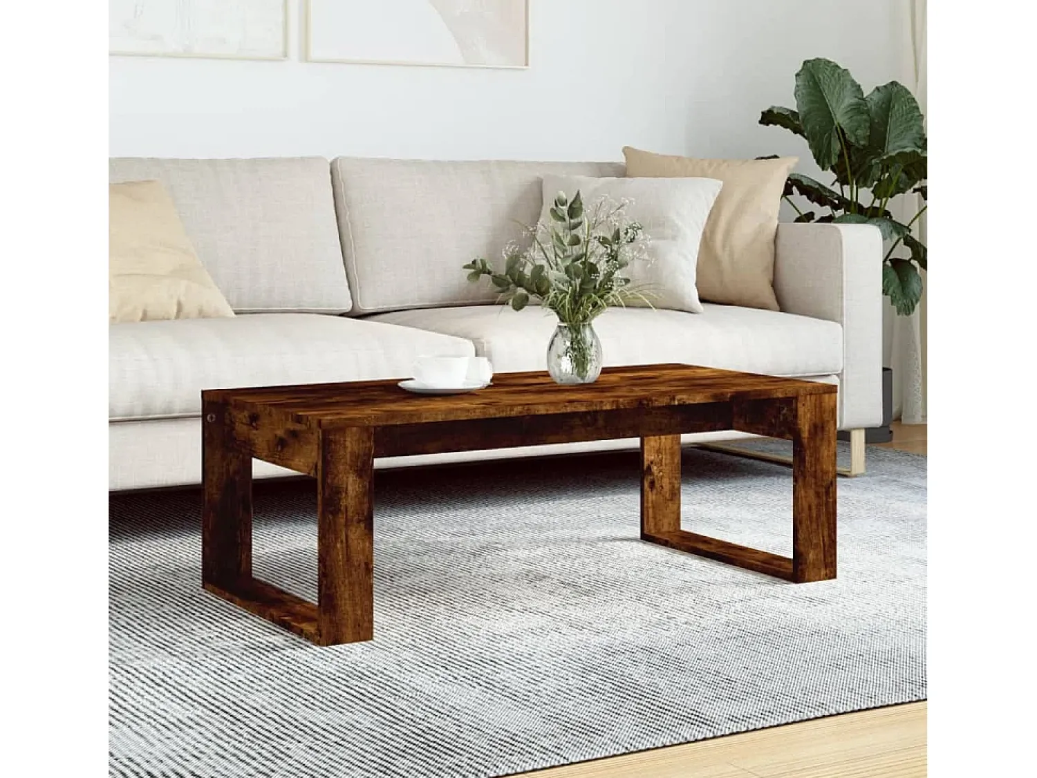 Discount Mesa de centro | Mesa de apoio 102x50x35 cm derivados madeira carvalho fumado Castanho