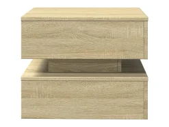 Mesa De Centro| Mesa de centro | Mesa de apoio com luzes LED 50x50x40 cm carvalho sonoma Castanho