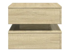 Mesa De Centro| Mesa de centro | Mesa de apoio com luzes LED 50x50x40 cm carvalho sonoma Castanho