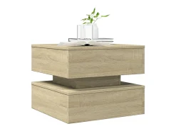 Mesa De Centro| Mesa de centro | Mesa de apoio com luzes LED 50x50x40 cm carvalho sonoma Castanho