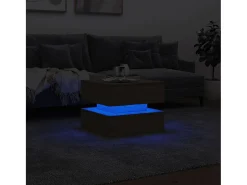 Mesa De Centro| Mesa de centro | Mesa de apoio com luzes LED 50x50x40 cm carvalho sonoma Castanho
