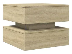 Mesa De Centro| Mesa de centro | Mesa de apoio com luzes LED 50x50x40 cm carvalho sonoma Castanho