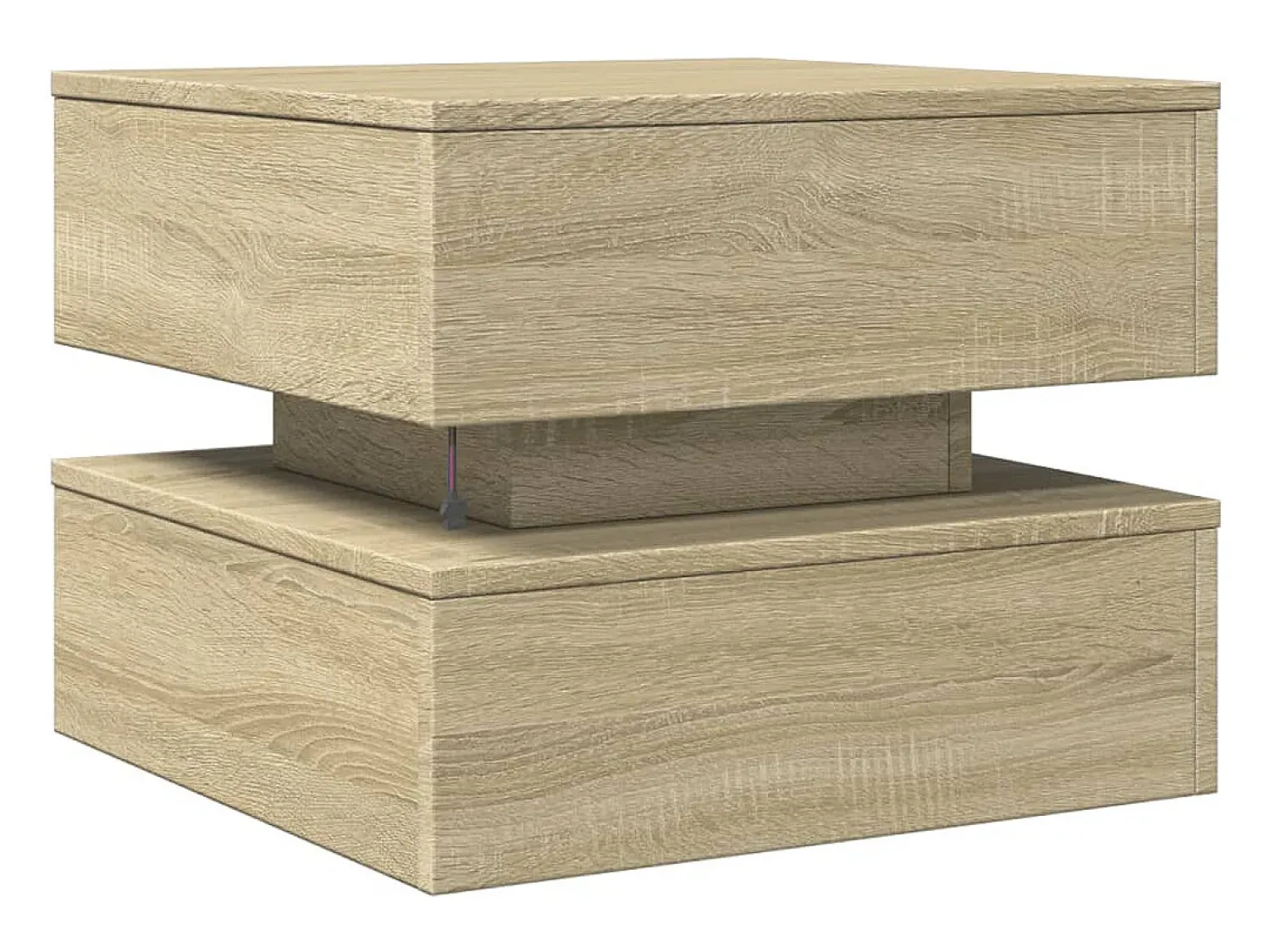 Mesa De Centro| Mesa de centro | Mesa de apoio com luzes LED 50x50x40 cm carvalho sonoma Castanho
