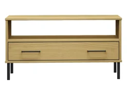 Mesa De Centro| Mesa de centro | Mesa de apoio c/ pernas de metal 85x50x45cm OSLO madeira Castanho