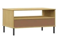 Mesa De Centro| Mesa de centro | Mesa de apoio c/ pernas de metal 85x50x45cm OSLO madeira Castanho