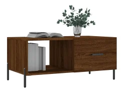 New Mesa de centro | Mesa de apoio 90x50x40 cm derivados de madeira carvalho Castanho