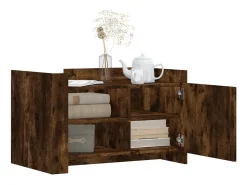 Mesa De Centro| Mesa de centro | Mesa de apoio 80x50x50 cm derivados de madeira carvalho fumado Castanho