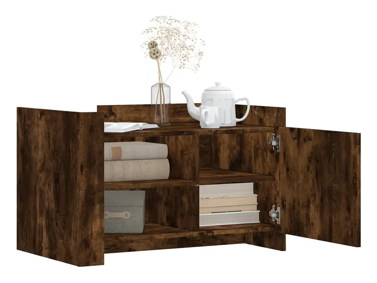 Mesa De Centro| Mesa de centro | Mesa de apoio 80x50x50 cm derivados de madeira carvalho fumado Castanho