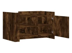 Mesa De Centro| Mesa de centro | Mesa de apoio 80x50x50 cm derivados de madeira carvalho fumado Castanho