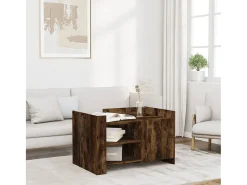 Mesa De Centro| Mesa de centro | Mesa de apoio 80x50x50 cm derivados de madeira carvalho fumado Castanho