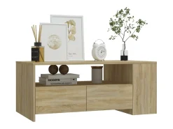 Mesa de centro | Mesa de apoio 102x55x42 cm madeira processada carvalho sonoma^ Mesa De Centro