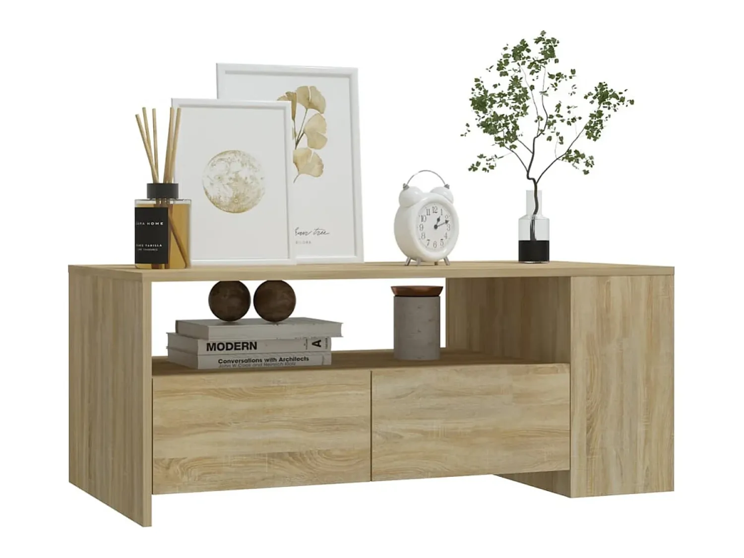 Mesa de centro | Mesa de apoio 102x55x42 cm madeira processada carvalho sonoma^ Mesa De Centro