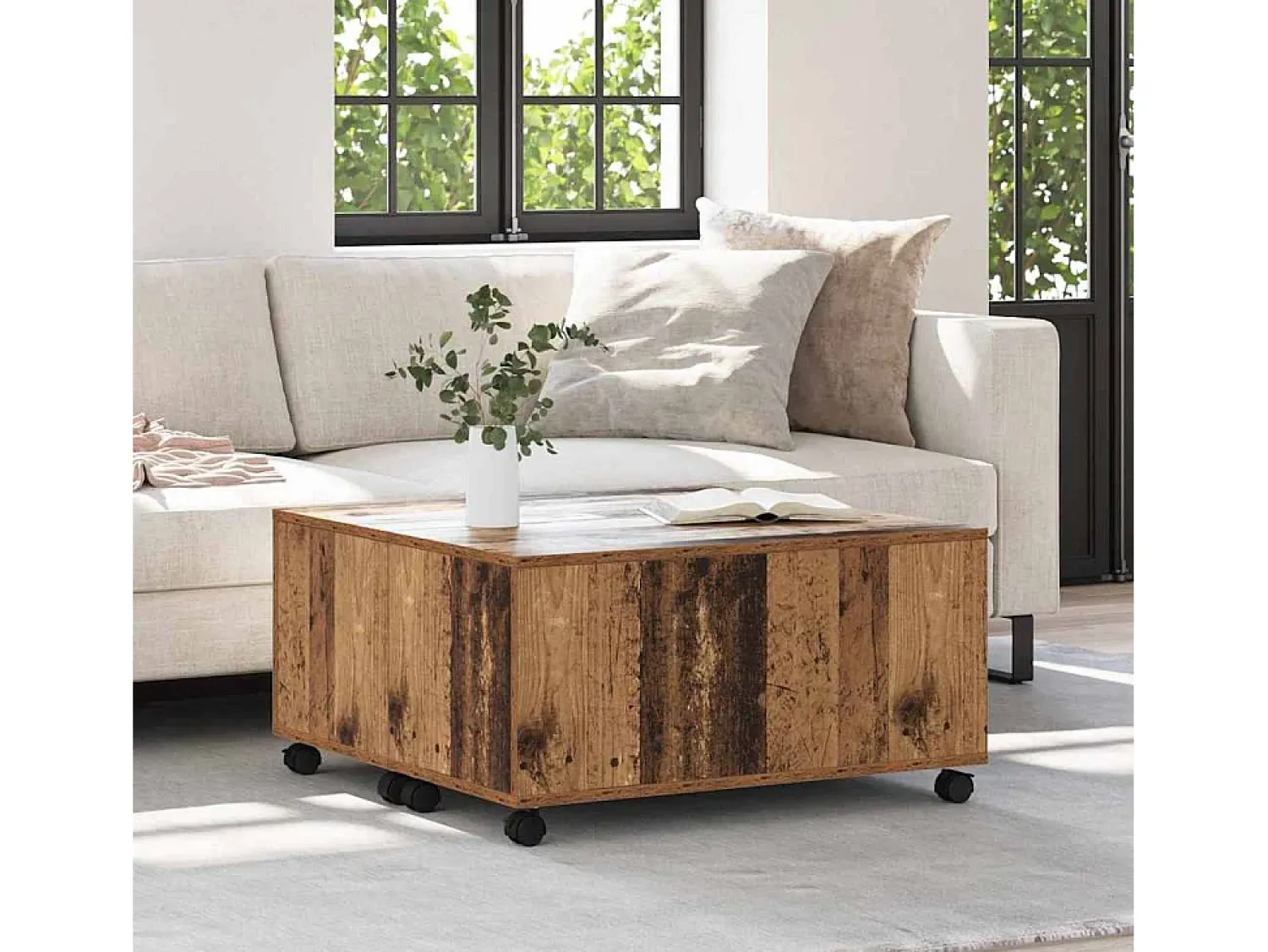Clearance Mesa de centro | Mesa de apoio Madeira Antiga 75x75x38 cm Castanho
