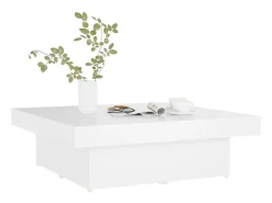 Mesa De Centro* Mesa de centro | Mesa de apoio 90x90x28 cm derivados de madeira Branco