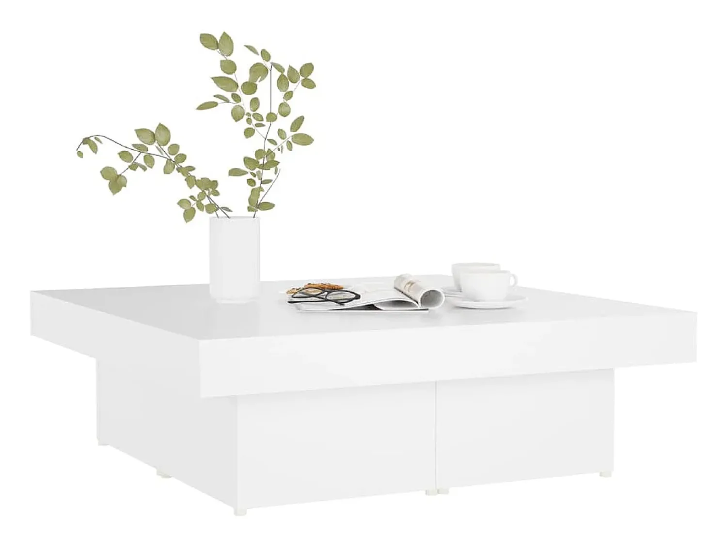 Mesa De Centro* Mesa de centro | Mesa de apoio 90x90x28 cm derivados de madeira Branco