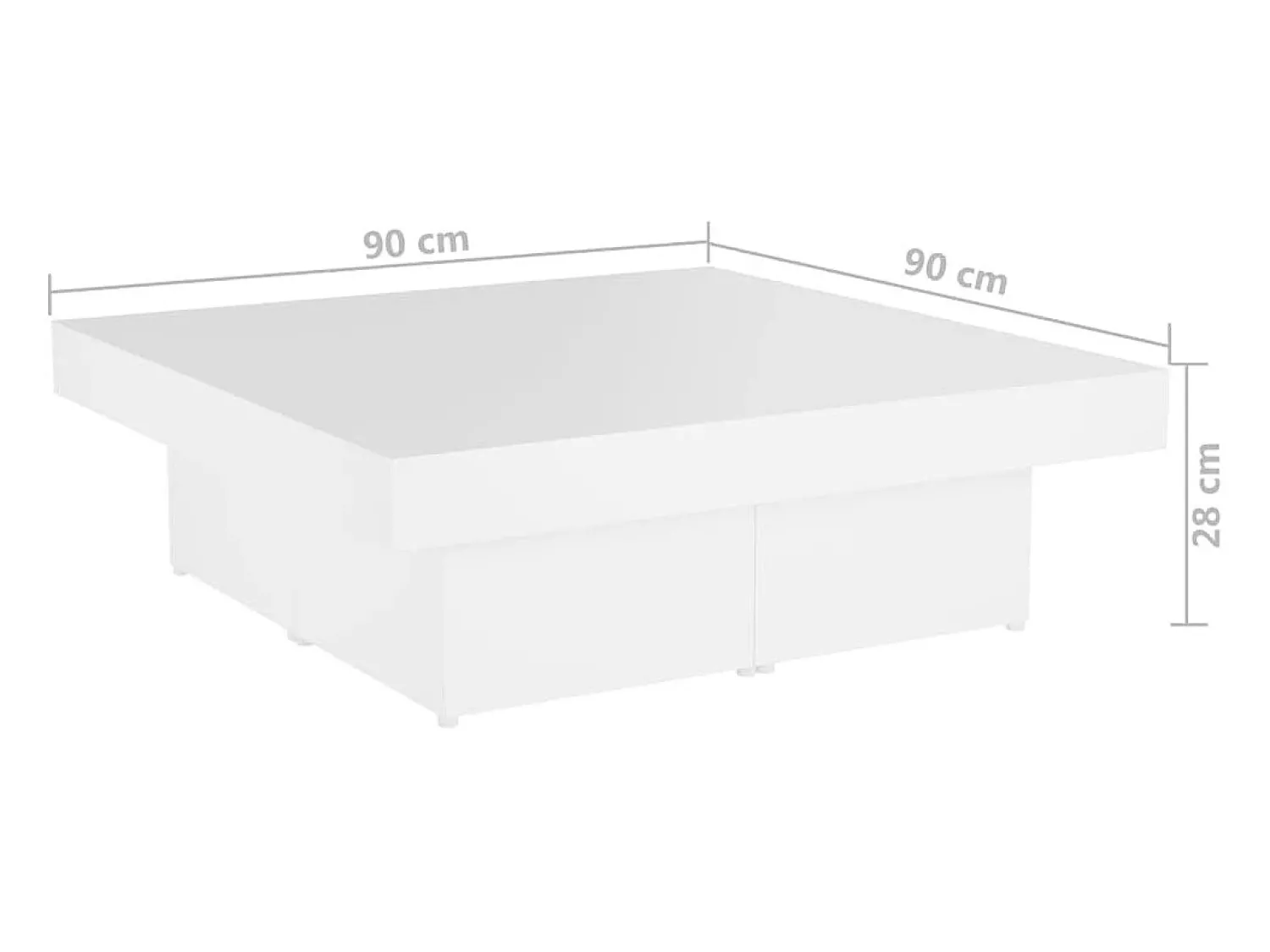 Mesa De Centro* Mesa de centro | Mesa de apoio 90x90x28 cm derivados de madeira Branco