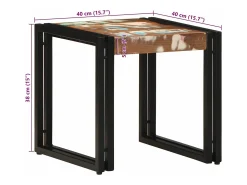 New Mesa de centro | Mesa de apoio 40x40x38 cm Madeira recuperada maciça Multicor