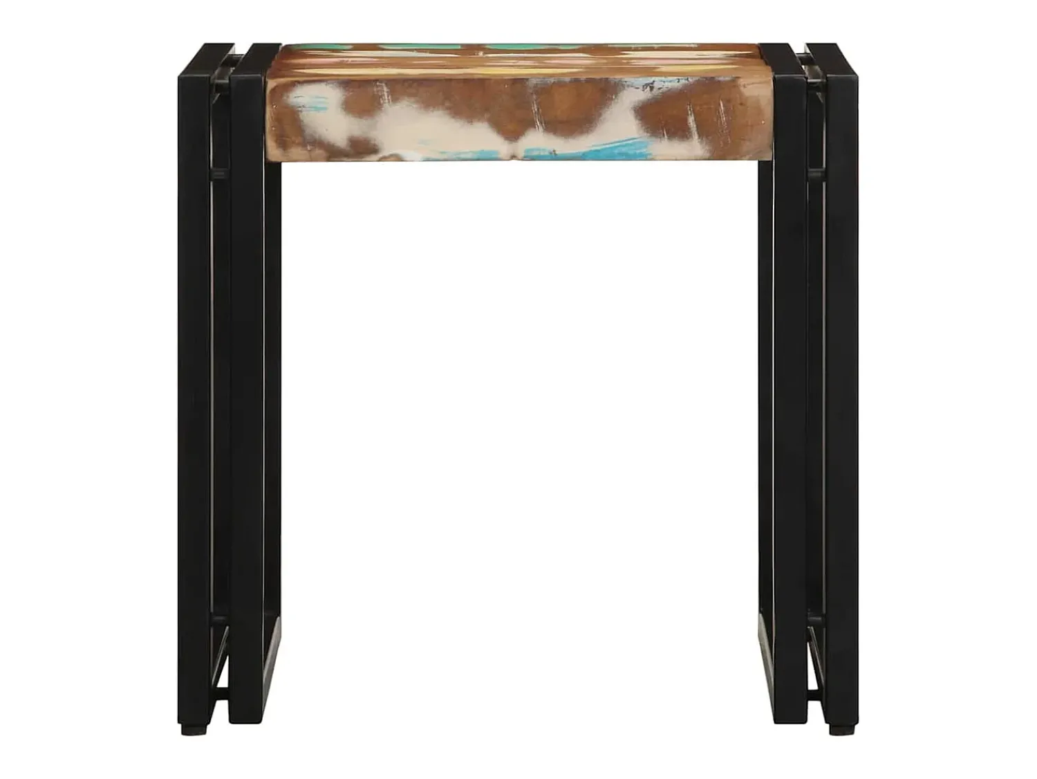 New Mesa de centro | Mesa de apoio 40x40x38 cm Madeira recuperada maciça Multicor