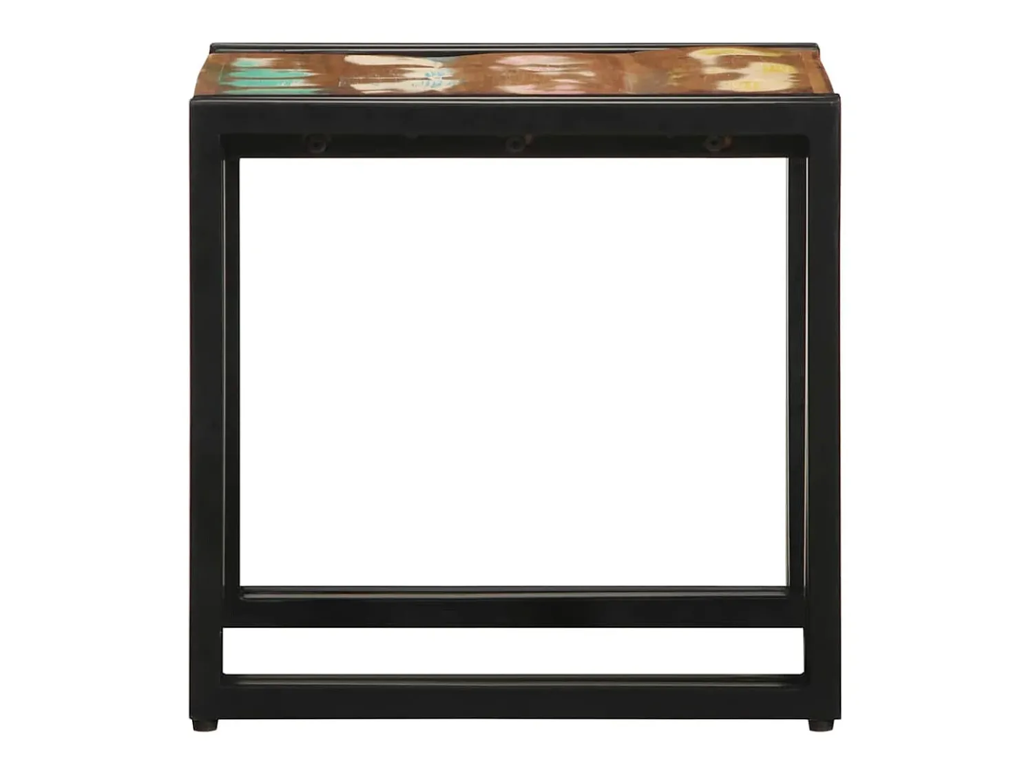 New Mesa de centro | Mesa de apoio 40x40x38 cm Madeira recuperada maciça Multicor