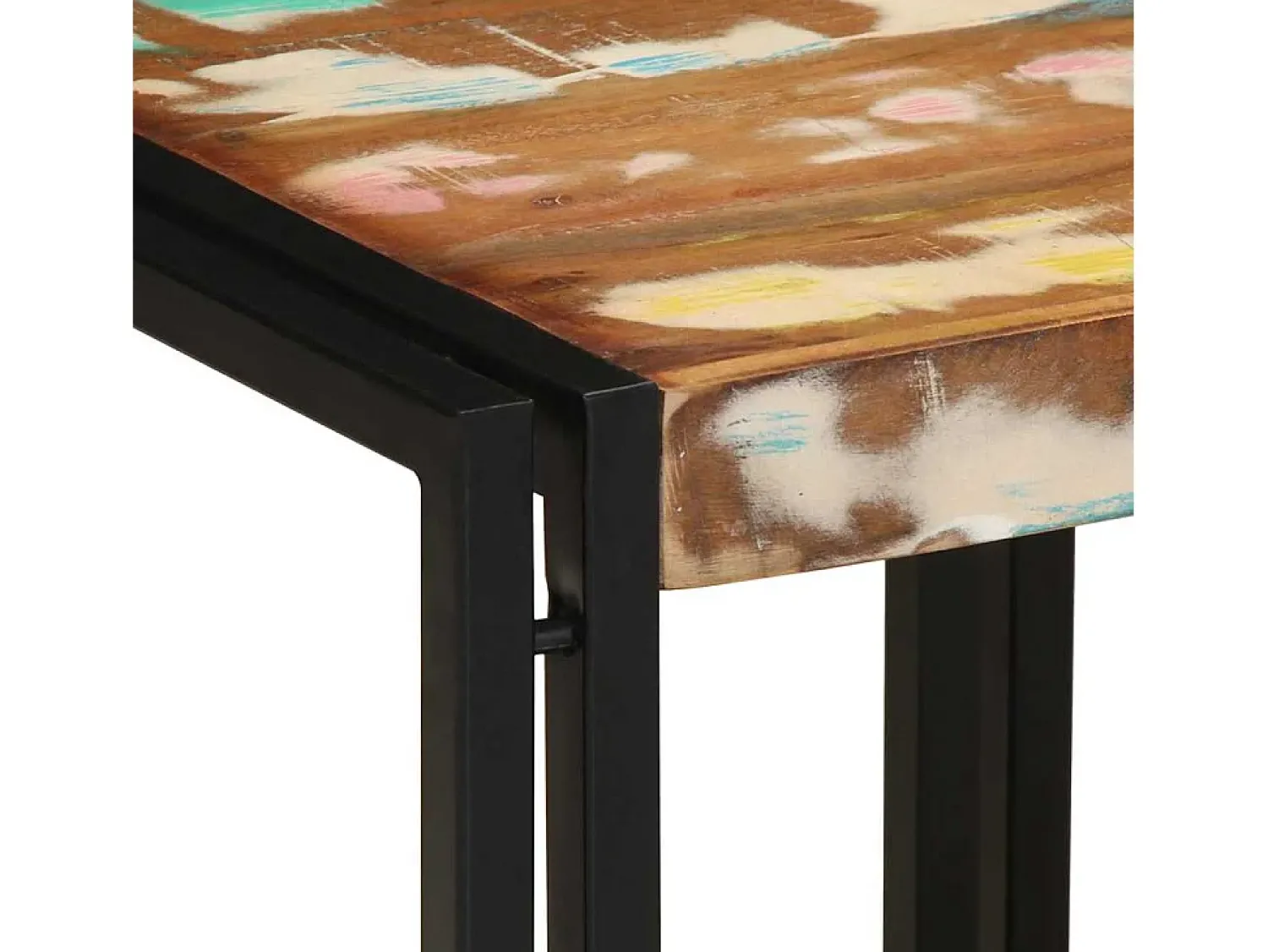 New Mesa de centro | Mesa de apoio 40x40x38 cm Madeira recuperada maciça Multicor