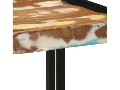 New Mesa de centro | Mesa de apoio 40x40x38 cm Madeira recuperada maciça Multicor