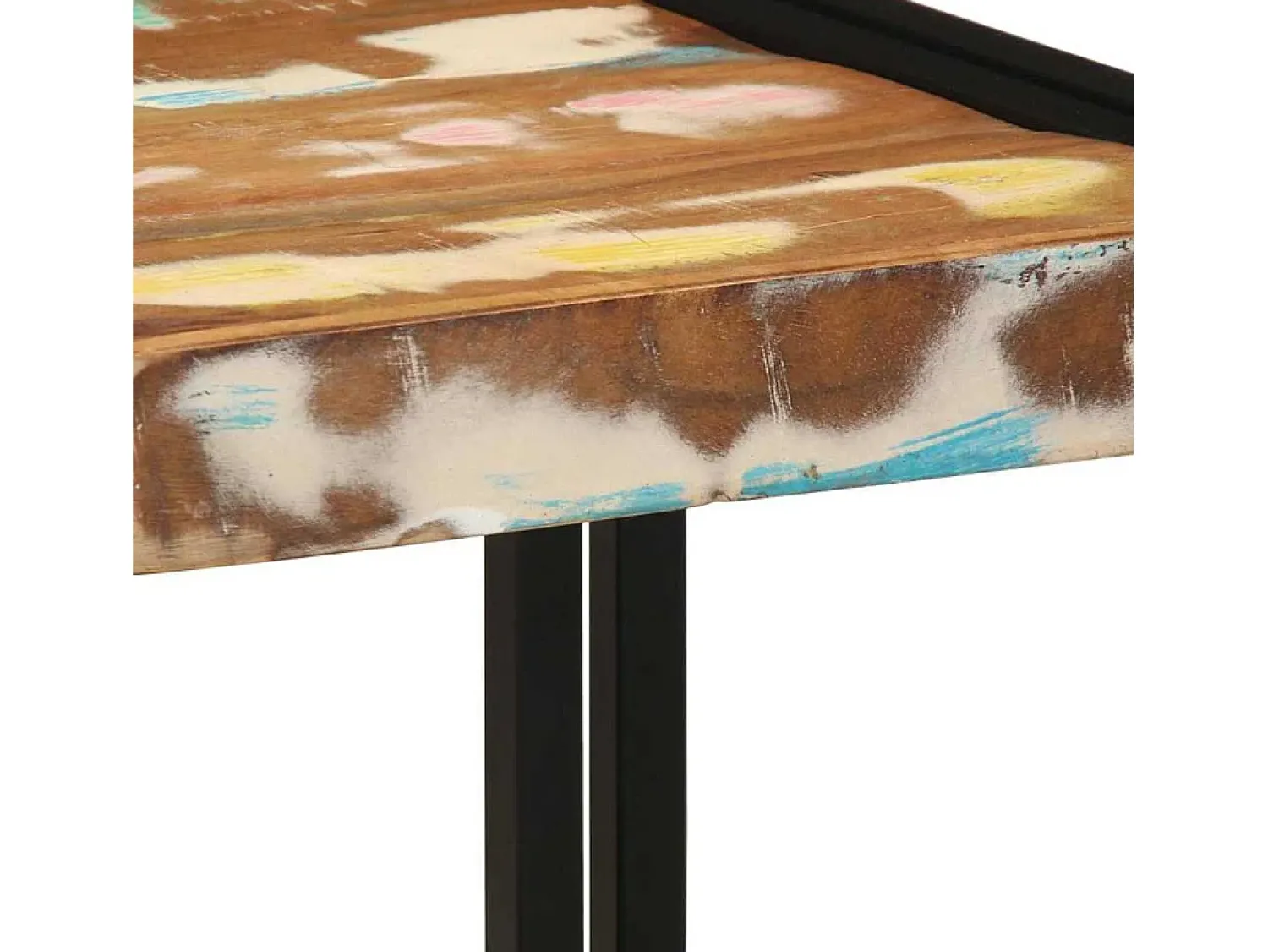 New Mesa de centro | Mesa de apoio 40x40x38 cm Madeira recuperada maciça Multicor