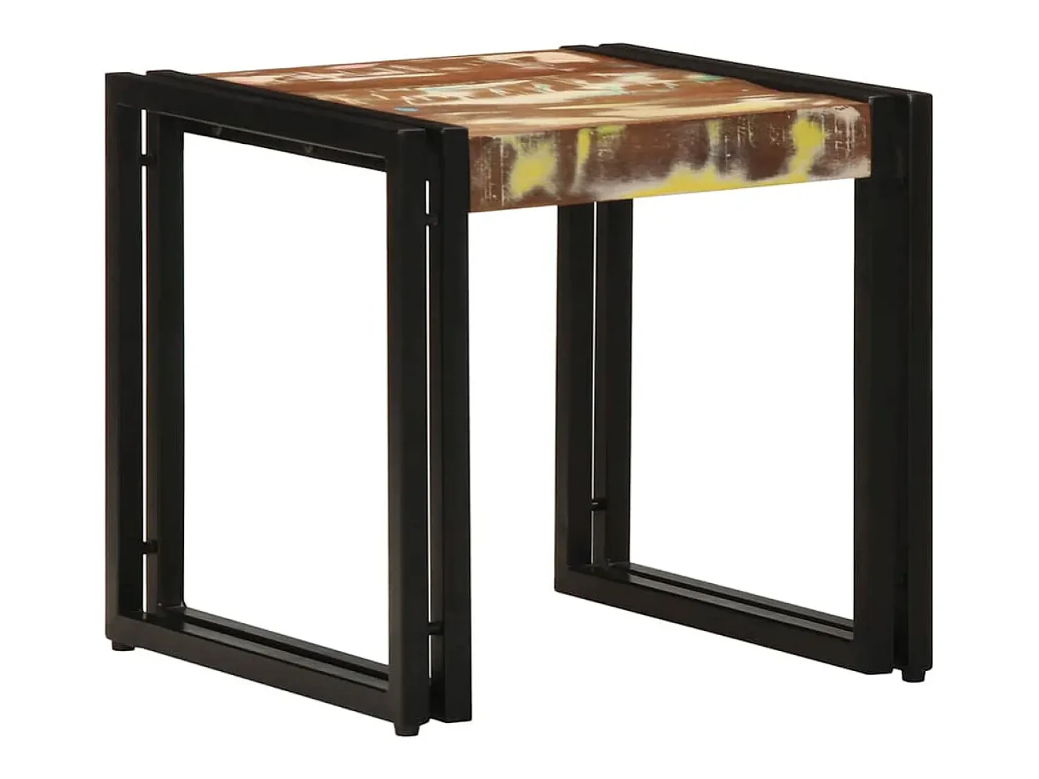 New Mesa de centro | Mesa de apoio 40x40x38 cm Madeira recuperada maciça Multicor