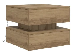 Mesa De Centro| Mesa de centro | Mesa de apoio com luzes LED 50x50x40 cm carvalho artisiano Castanho