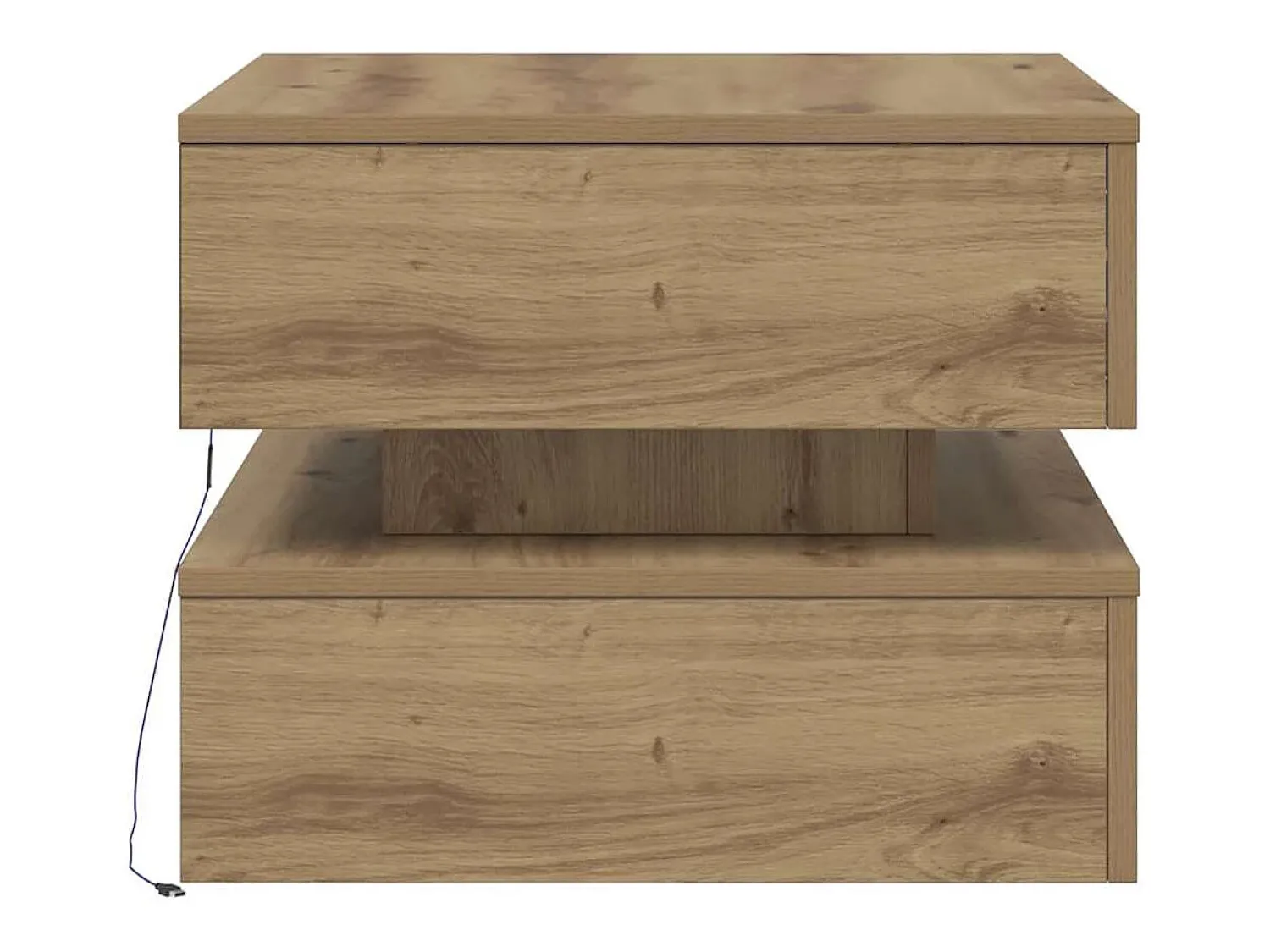 Mesa De Centro| Mesa de centro | Mesa de apoio com luzes LED 50x50x40 cm carvalho artisiano Castanho